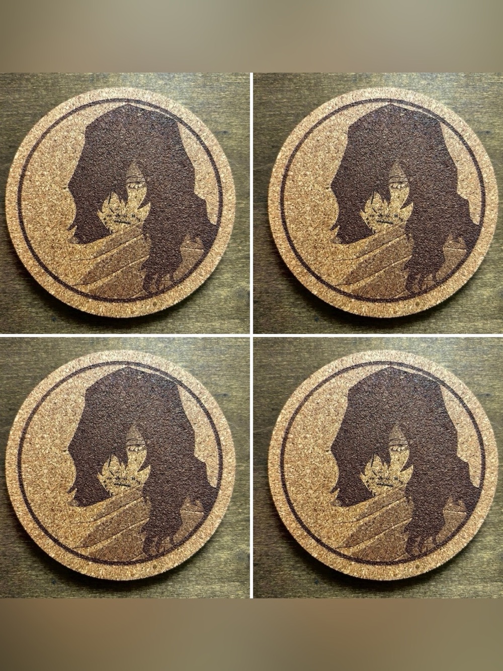 My Hero Academia Shota Aizawa #2 Laser Engraved Cork Coasters Lot of 4